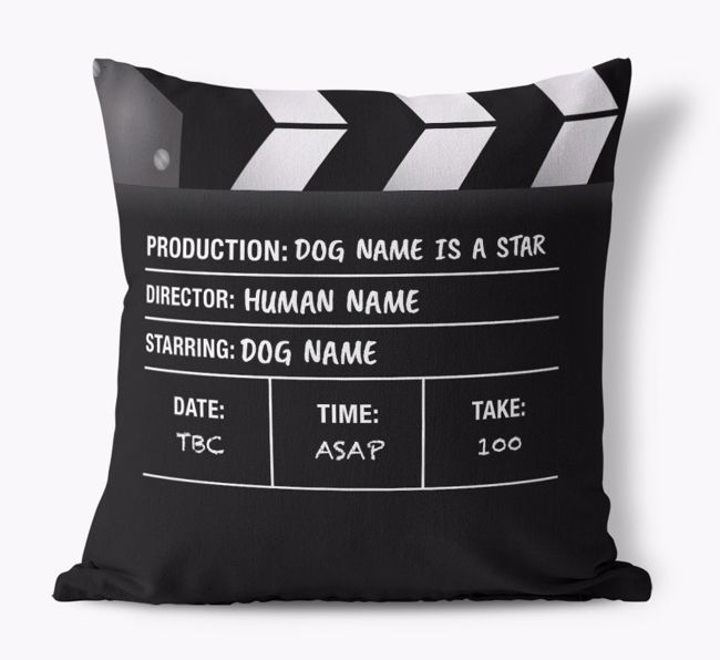 Movie Clapperboard: Personalized {breedFullName} Canvas Pillow